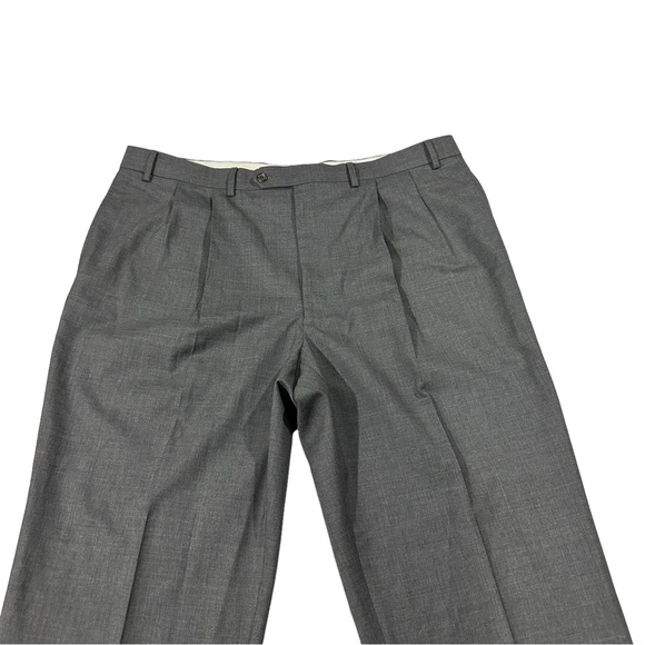 Ralph Lauren Total Comfort Grey 100% Wool Suit Pants Sz 40x32 Pleated Cuffed Hem - Picture 2 of 11